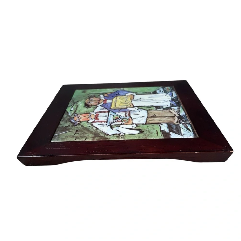 Vintage Framed Bartender Cigar Martini Art Tile – Signed by “Joanna” 8”x8” - Picture 7 of 12